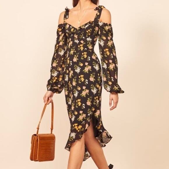 Reformation Breeze Dress in Sylvie Black Floral Size 0 - Picture 1 of 6
